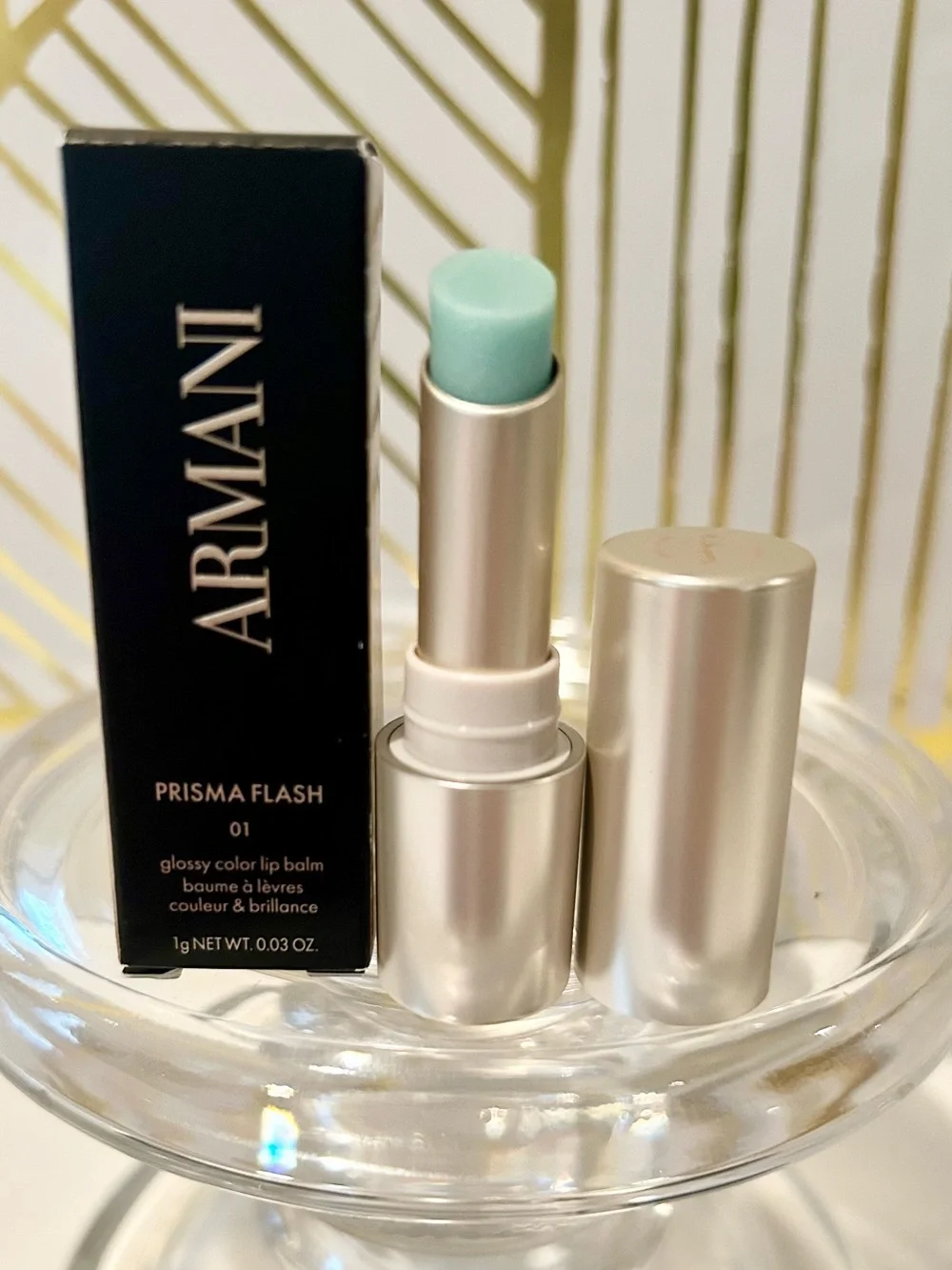 ✨ Armani Prisma Glass Glossy Lip Balm | 01 Rose Flash | Deluxe Mini NIB
